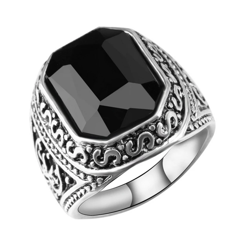

Fashion Natural Stone Ring For Men Women Wedding Party Accessories Male Punk Black Ring Vintage Jewelry Wholesale