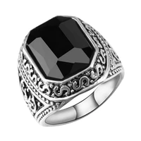 2020 new fashion natural stone ring men women wedding party accessories punk black ring vintage jewelry wholesale