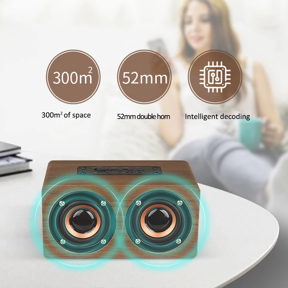 Abuzhen Портативный Hi-Fi Bluetooth динамик стерео беспроводной светодиодный дисплей часы