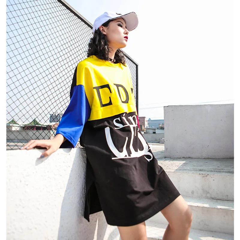 Женская футболка в стиле Харадзюку Повседневная Свободная хип хоп с длинными