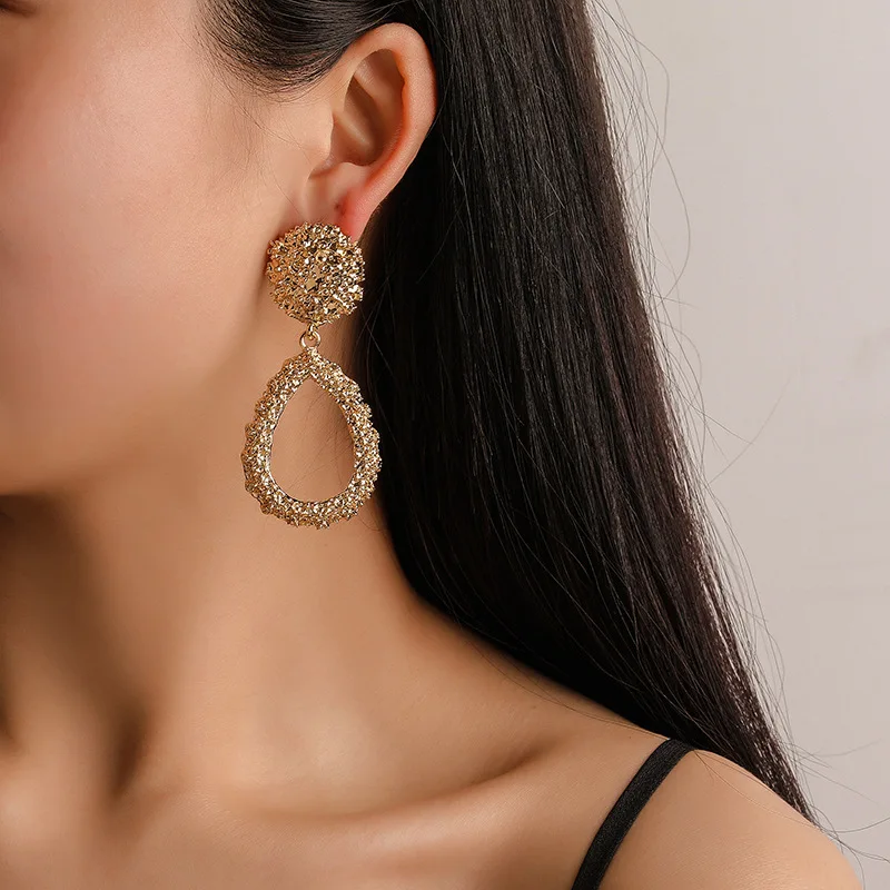 Женские Висячие серьги в винтажном стиле золотистого цвета большие полые из