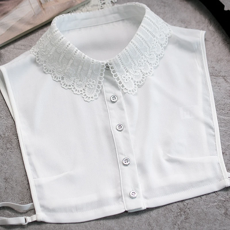 Women lace collar white chiffon decorative border fake collars apparel accessories |