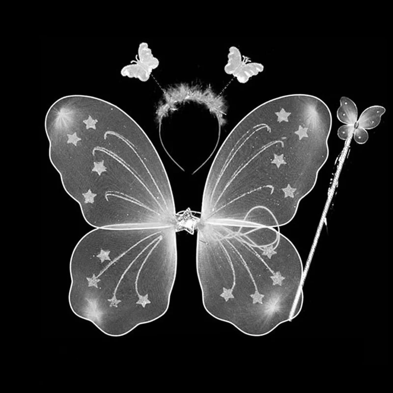 Girl Kid Butterfly Angel Wings Single Layer Three-Piece Set | Тематическая одежда и униформа
