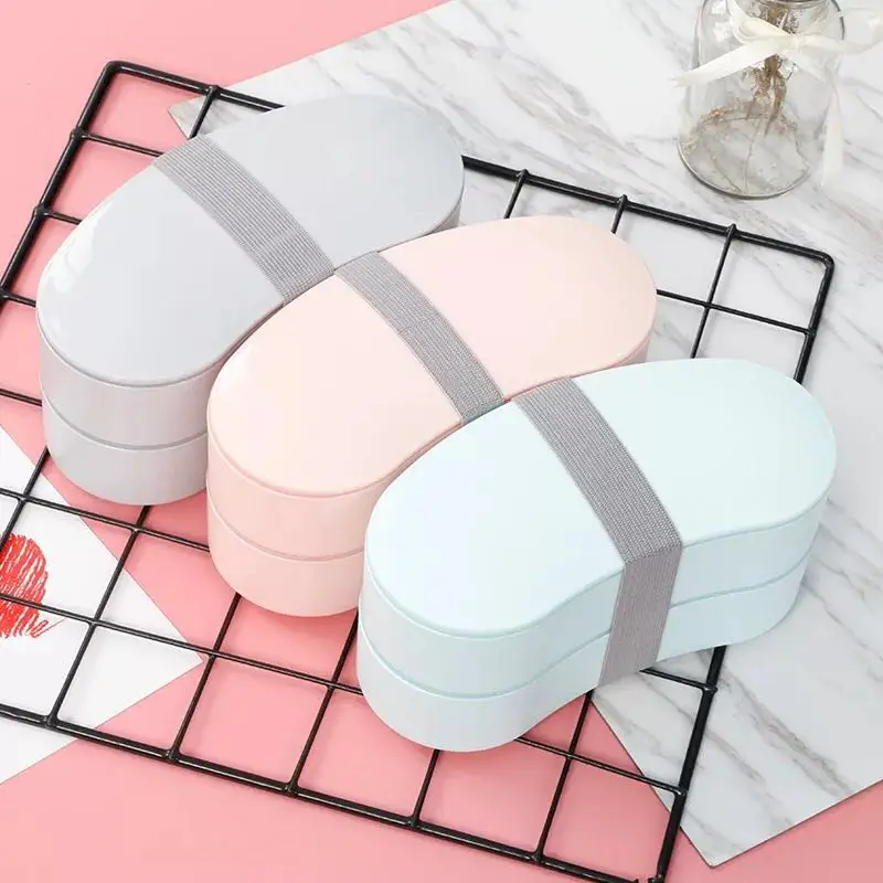 Портативный детский Ланч бокс двойной пластиковый материал для здоровья Bento box 800