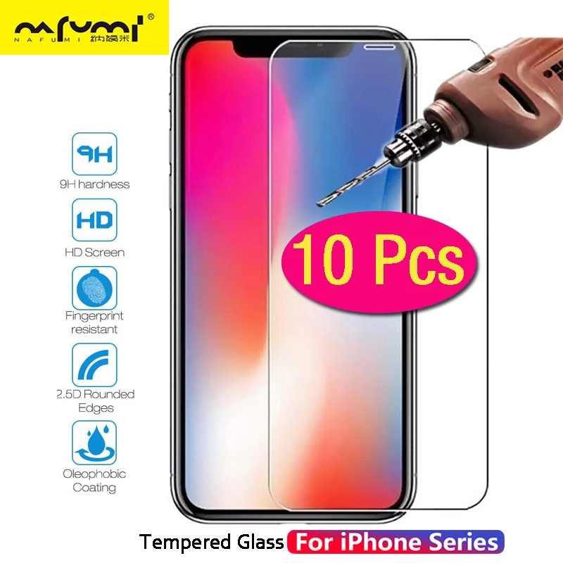Закаленное стекло для iPhone 6 6s 7 8 Plus X XS MAX XR 10 шт. защитная пленка экрана 4 5 SE 5c |