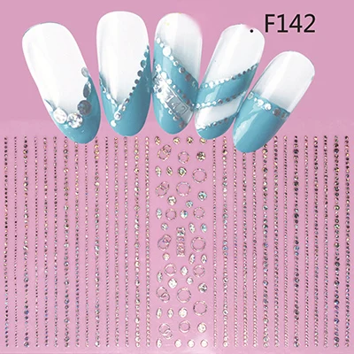 F142 silver Самоклеющиеся наклейки для ногтей серии F, 12*7,5 см, наклейки для ногтей с цветами, наклейки для дизайна ногтей, украшения для маникюра - Цвет: F142 silver