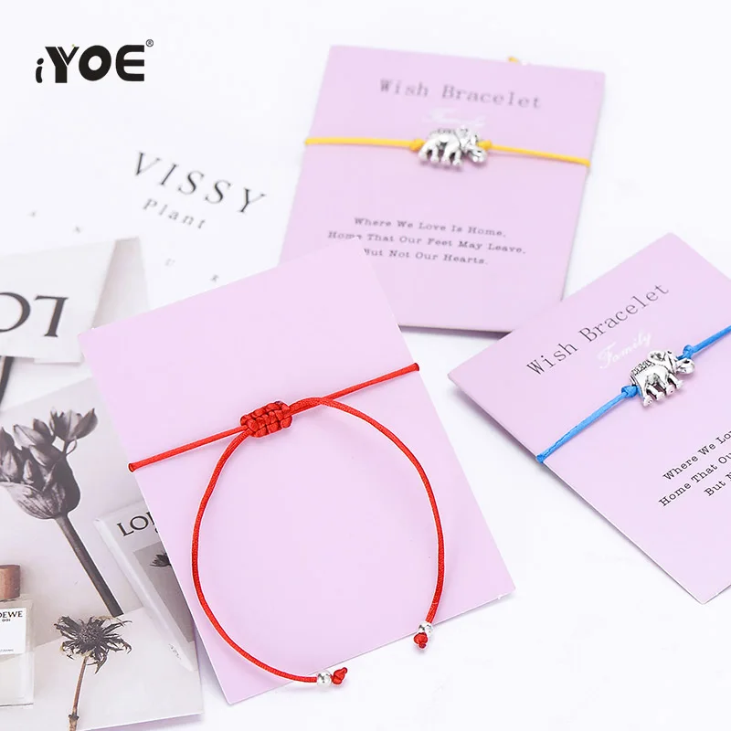 IYOE Wish Card Family браслеты со слоном браслет винтажные красные веревки с животными для