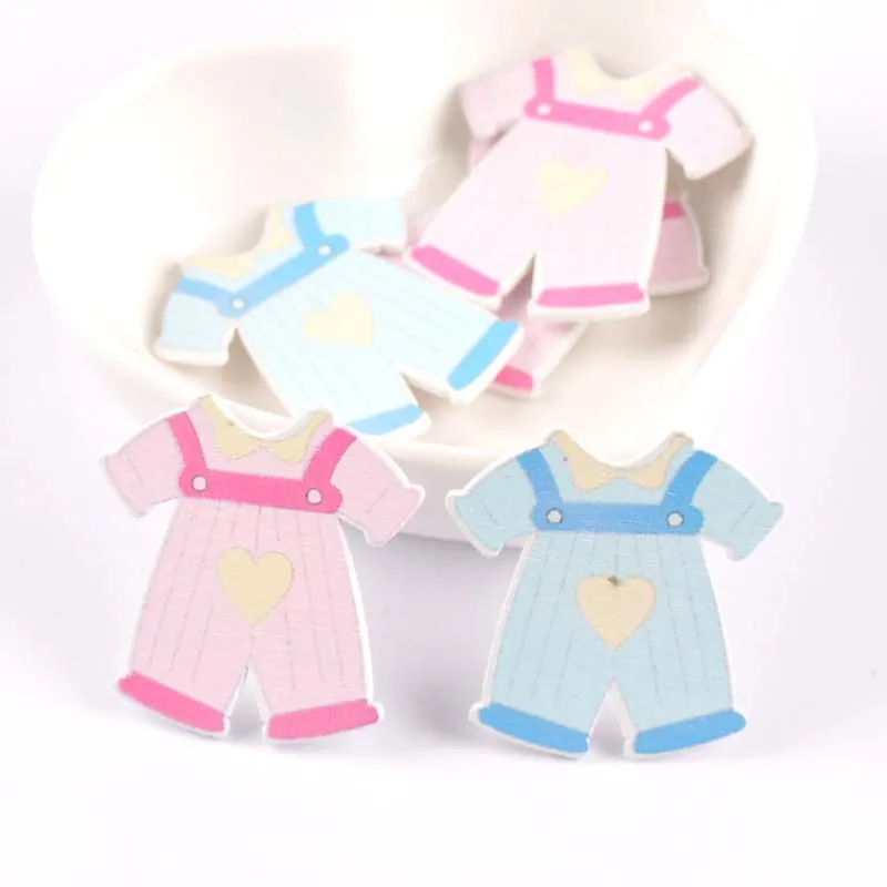 blue/pink baby cloth painting Wood Scrapbooking Craft for party birthday decoration ornament 20pcs 33x35mm MT1875 | Дом и сад