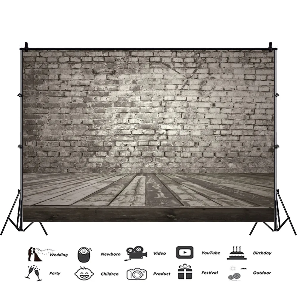 Laeacco Old Brick Wall Wooden Floor Baby Party Newborn Portrait Photo Backgrounds Photography Backdrops Photocall Studio | Электроника