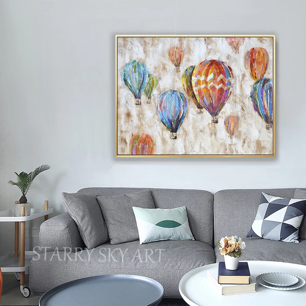 Дешевая цена ручная роспись высокое качество настенное искусство воздушный шар