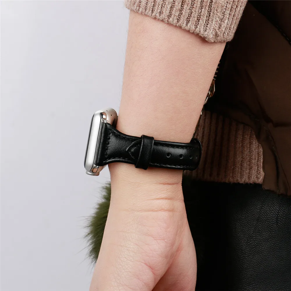 Классический Тонкий кожаный ремешок для Apple watch band 42 мм 38 мм iwatch 4 3 2 1 band 44 мм 40 мм браслет ремешок для часов аксессуары для часов