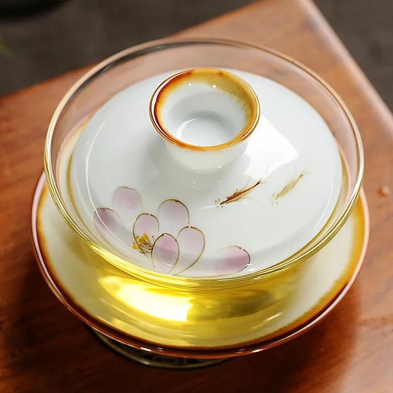 Стеклянная чайная чаша китайские чайные чашки Gaiwan Традиционная Керамическая