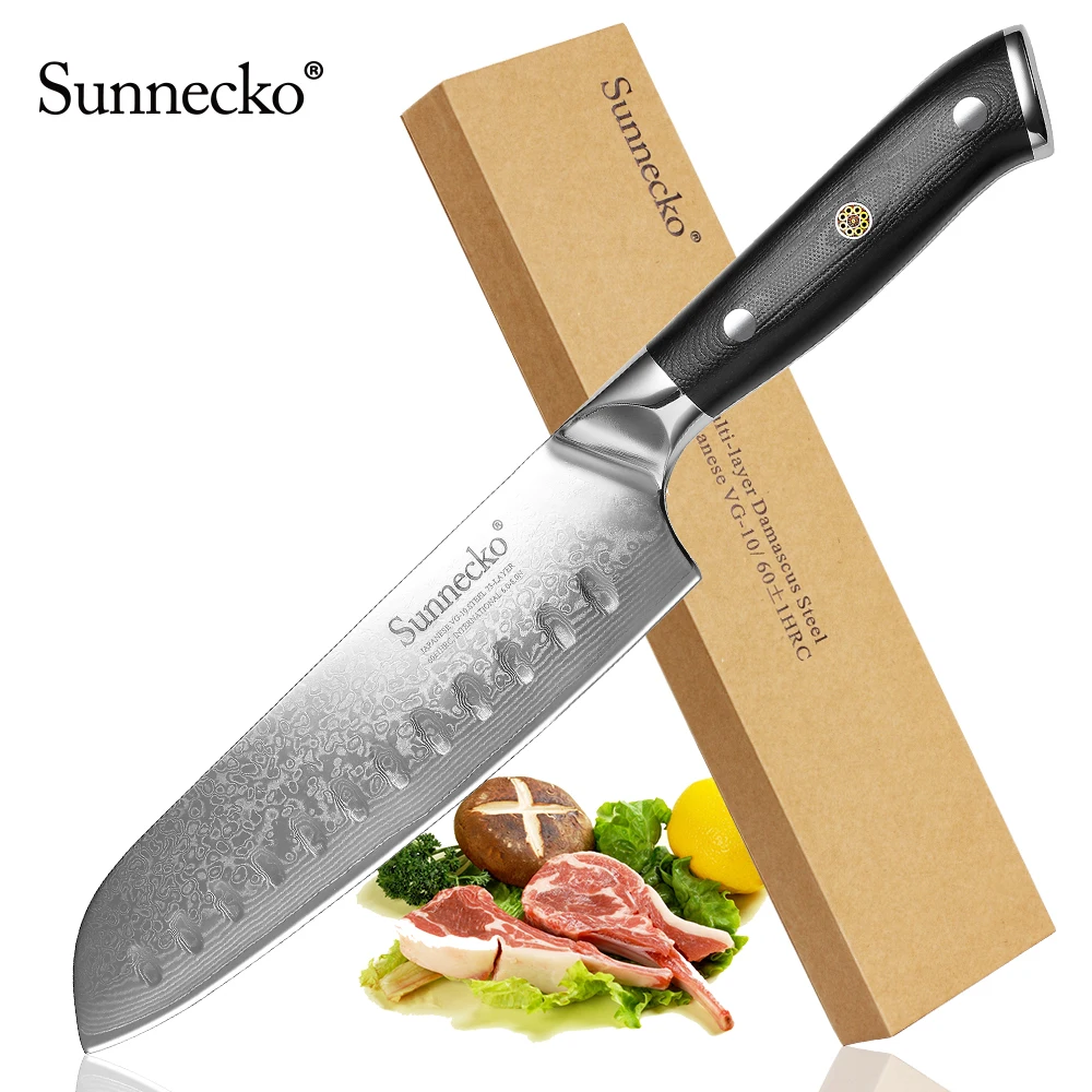 Премиум SUNNECKO " Santoku кухонный нож японский VG10 стальное лезвие бритвы острые ножи G10 Ручка Дамасская поварской нож
