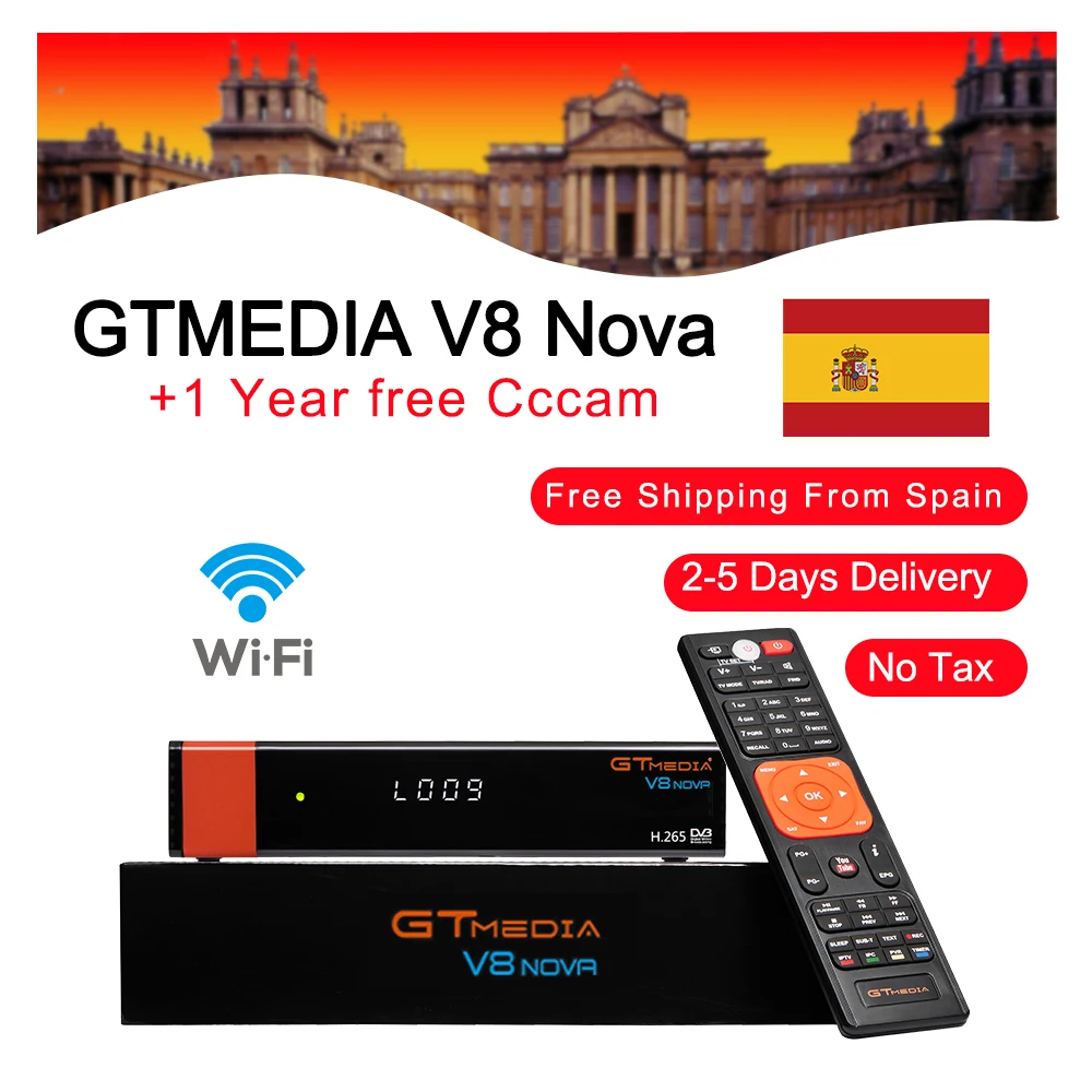 1 год Европа Клайн Подлинная Freesat GTMedia V8 Nova Full HD DVB-S2 спутниковый ресивер же V9 Супер Обновление от V8 супер деко