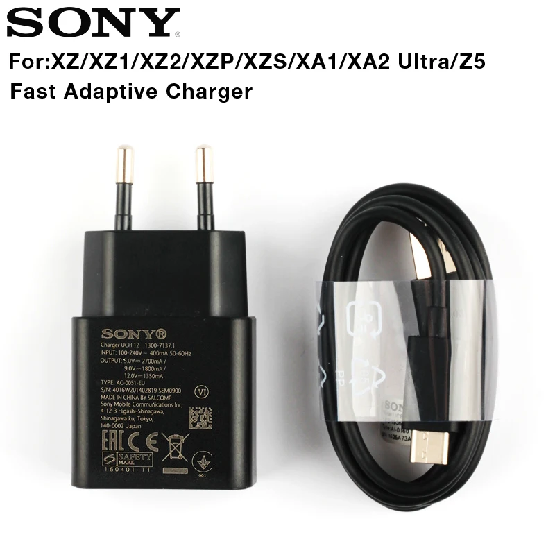 Быстрый Chatger адаптер быстрое зарядное устройство для sony Xperia XZ2 XZ Premium XZP XZs G8232 X Compact F5321 XA2 Ultra type-C кабель