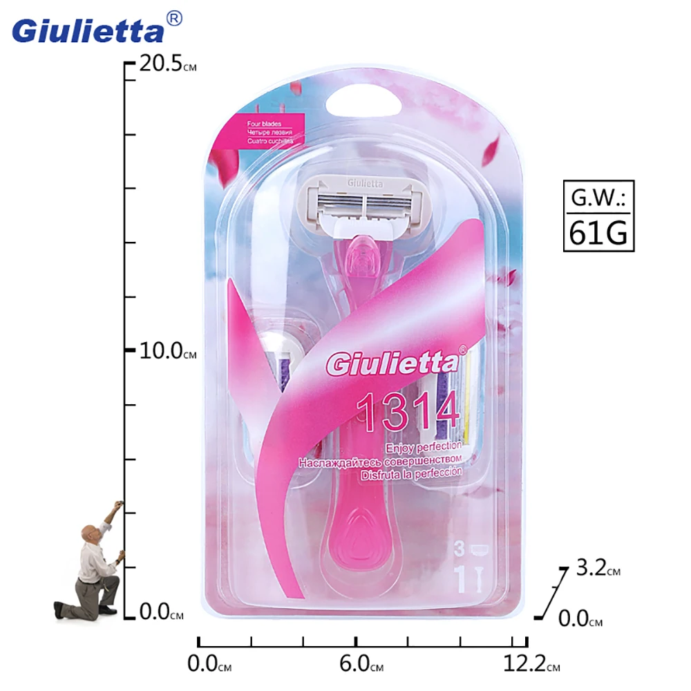 Giulietta 3 шт. бритва + 1 ручные лезвия для бритвы женщин выделенные 4-слойные