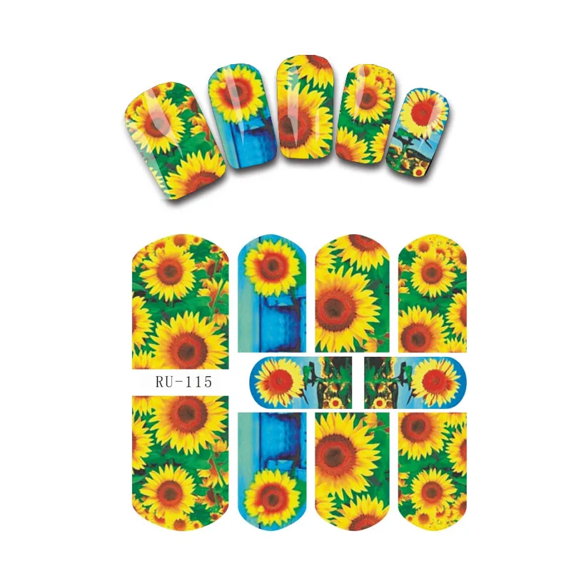 

1X Nail Sticker FOWER DANDELION LOTUS ROSES RAINBOW SUN FLOWER COBBLESTONE BLUE BUTTERFLY RU115-120