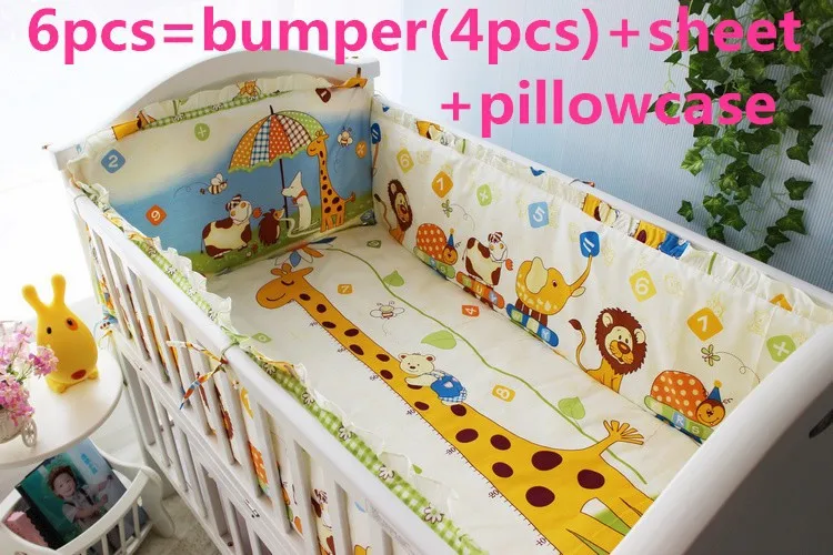 

6/7PCS baby cot sets 100% cotton cot bumper kit berço crib baby bedding set kit berço , 120*60/120*70cm