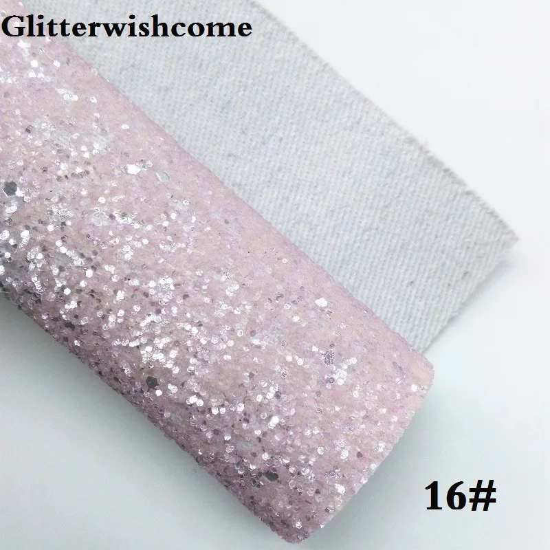 Glitterwishcome 21X29 см A4 размер винил для луков Кристалл Толстый блеск кожа ткань винил для луков, GM128A - Color: 16
