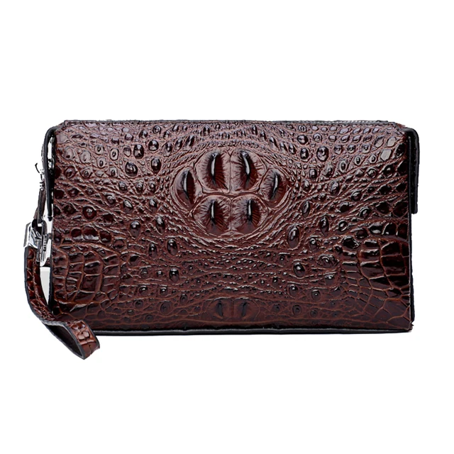 Crocodile pattern anti-theft password lock wallet genuine leather wallet men's clutch bag business wallet large capacity purse 5