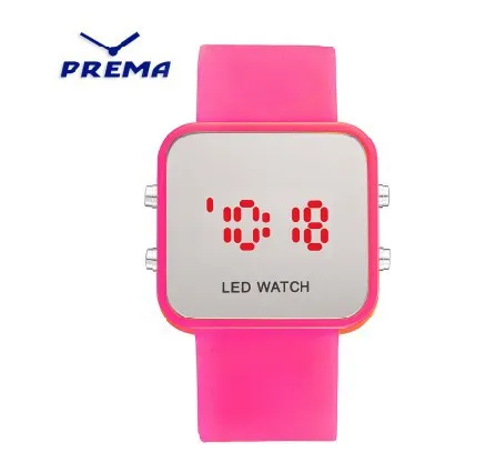 New LED Mirror watches fashion Square dial silicon sport digital Wristwatches women men free shipping |