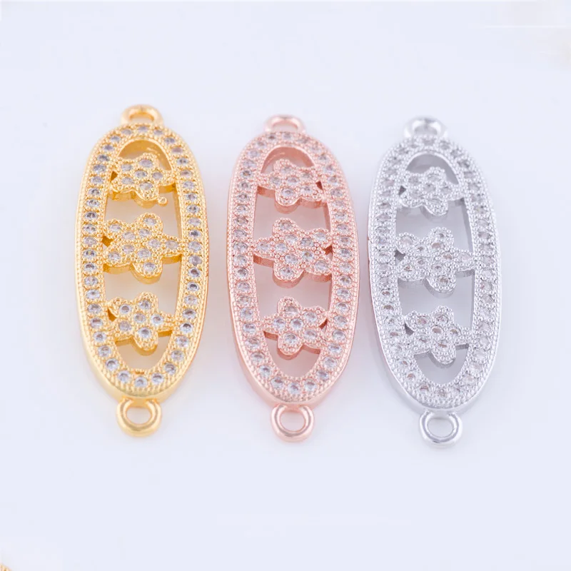 

Supplies For Jewelry Wholesale Top Quality Copper Micro Pave Zircon Rhinestone Spacer Charm DIY Bracelet Connectors Findings
