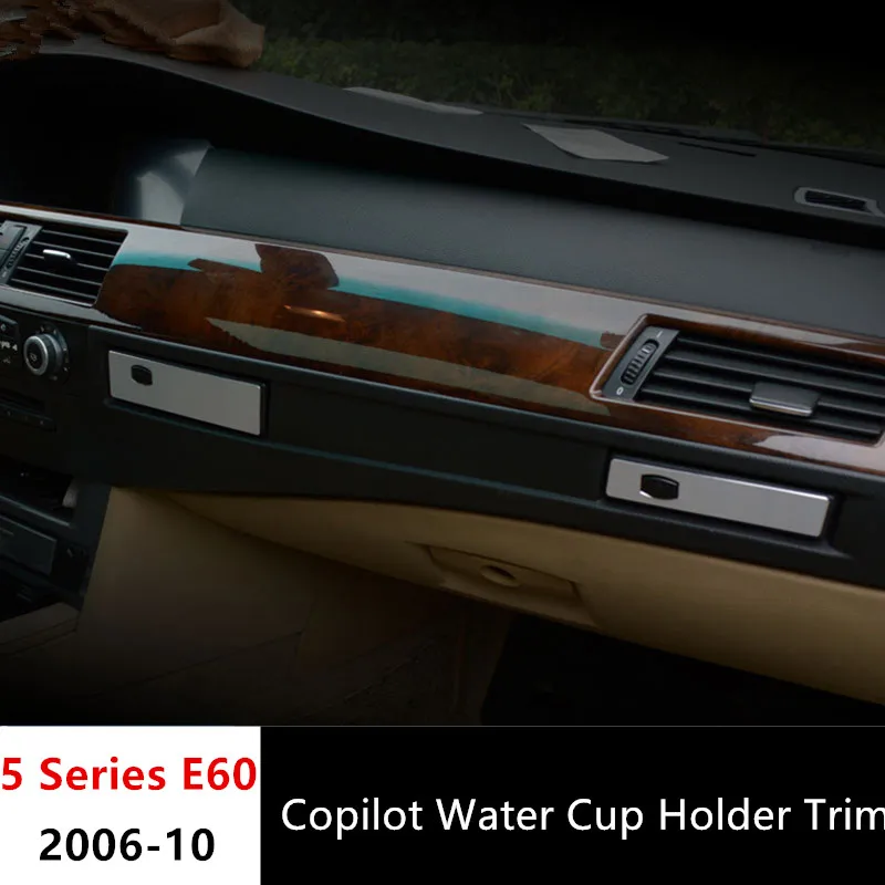 

Copilot Water Cup Holder panel decoration cover trim for BMW 5 Series E60 520 523 525 530 2006-10 Aluminium alloy Car styling
