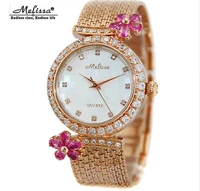 melissa brand romantic crystal flower dress watches women tassels bracelet wrist watch japan quartz relogios montre femme f8190