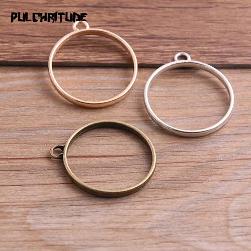 three color Pulchrode 10 шт. 28*32 мм Три цвета сплав ювелирные аксессуары круговой Шарм полые клей пустой кулон лоток ободок 12C38 - Окраска металла: three color