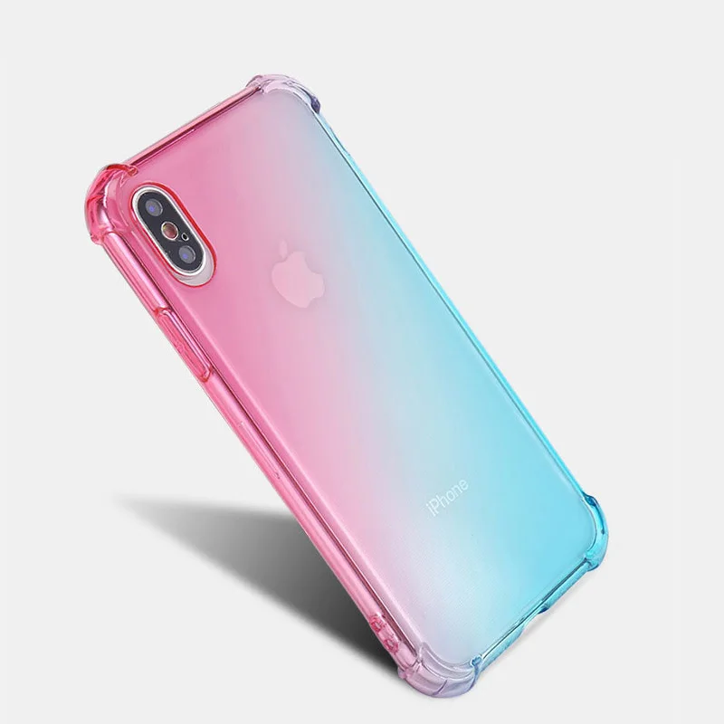 Роскошный мягкий прозрачный чехол из ТПУ с градиентом цвета для Apple iPhone X XR XS Max 8 7 6S