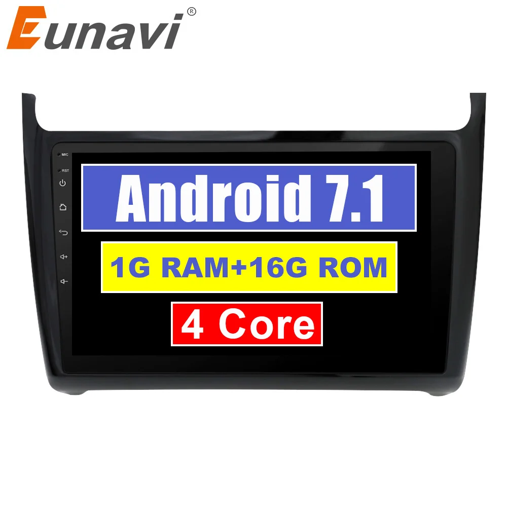 Eunavi 2 Din 10 1 ''четырехъядерный Android 7 автомобильный Радио мультимедийный видео