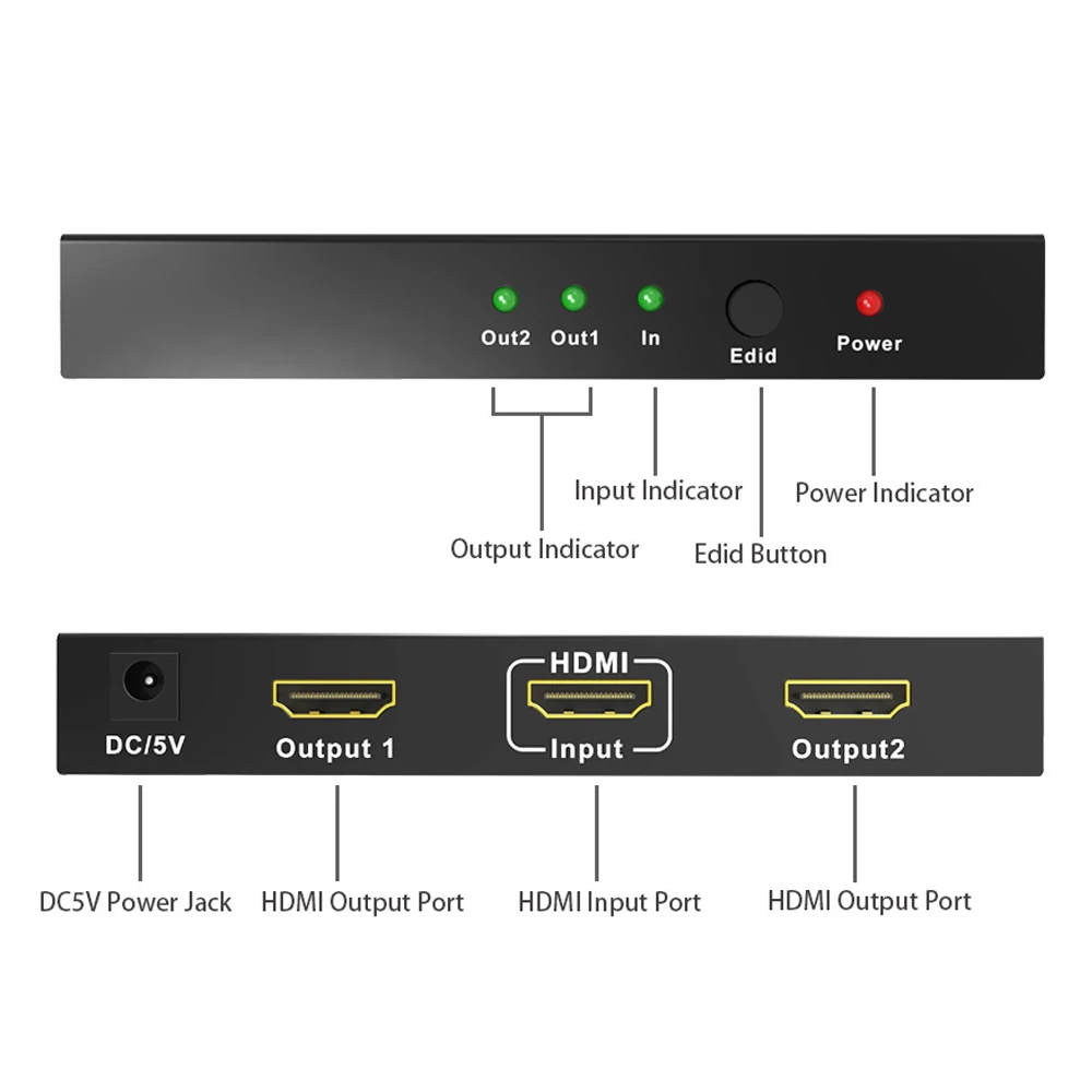 Сплиттер HDMI 1x2 сплиттер 4K 2 Way 0 HDCP2.2 x 2K @ 60Hz с переключателями EDID|hdmi splitter|hdmi 2.0 splitterhdcp