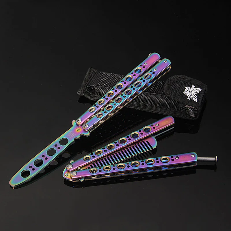 Гребень с бабочкой нож бабочка нержавеющая сталь тренировочный складной гребень