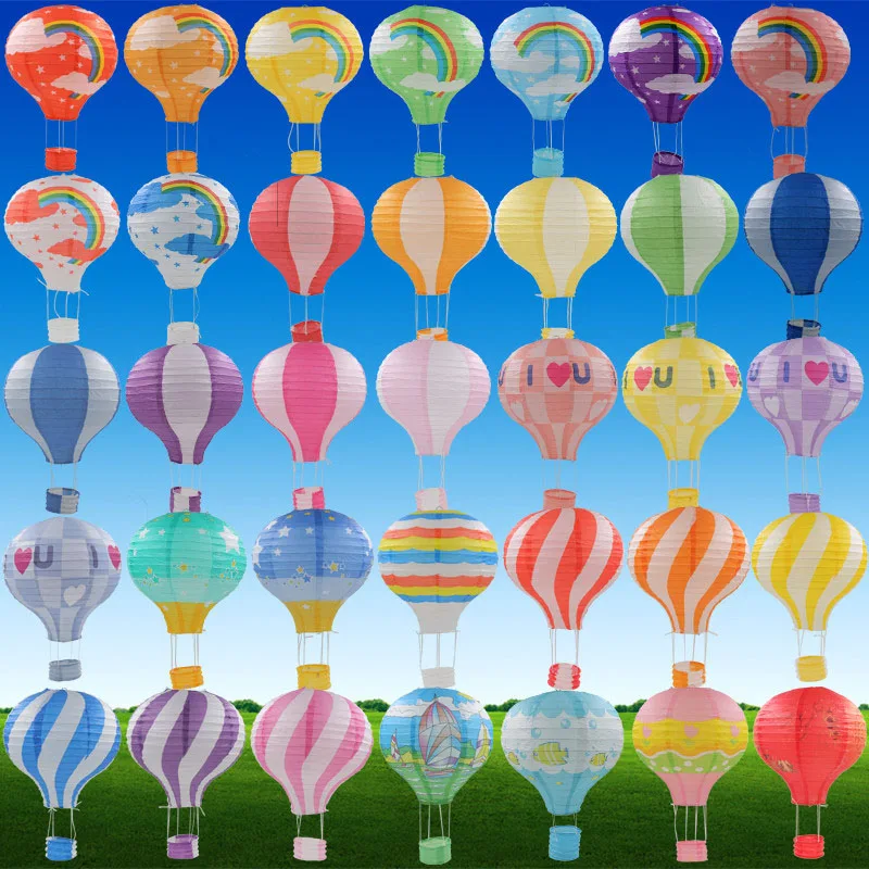 

AJP 1pc 12''30cm/16"40cm Rainbow Hot Air Balloon Paper Lantern Bar decora Kids Birthday Party Wedding Decoration party supplies
