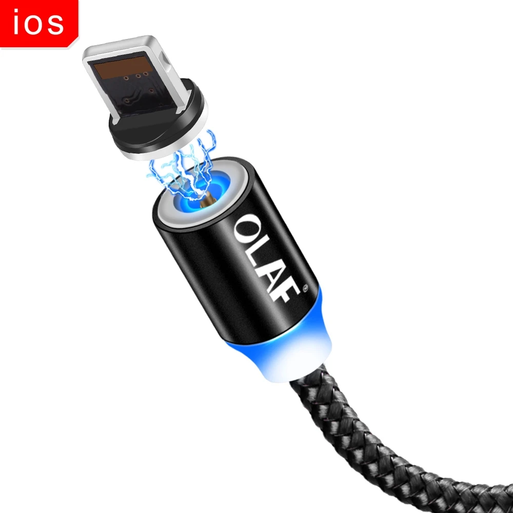 Black IOS Олаф 1 м 2 м Быстрая Зарядка светодиодный Micro usb type C кабель для Xiaomi для samsung мобильного телефона зарядное устройство Шнур для iPhone 7 8 X XR XS Max - Цвет: Black IOS