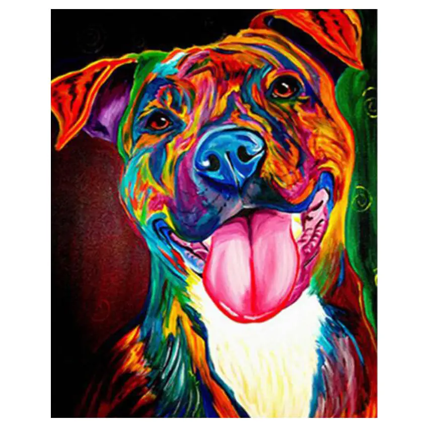 dog painting 22 УИН Карп Сделай Сам картина по номерам Картина на холсте с изображением рыб Волк картина маслом Настенная картина кошка Раскраска по номерам для домашнего декора 40x50 см - Цвет: dog painting 22