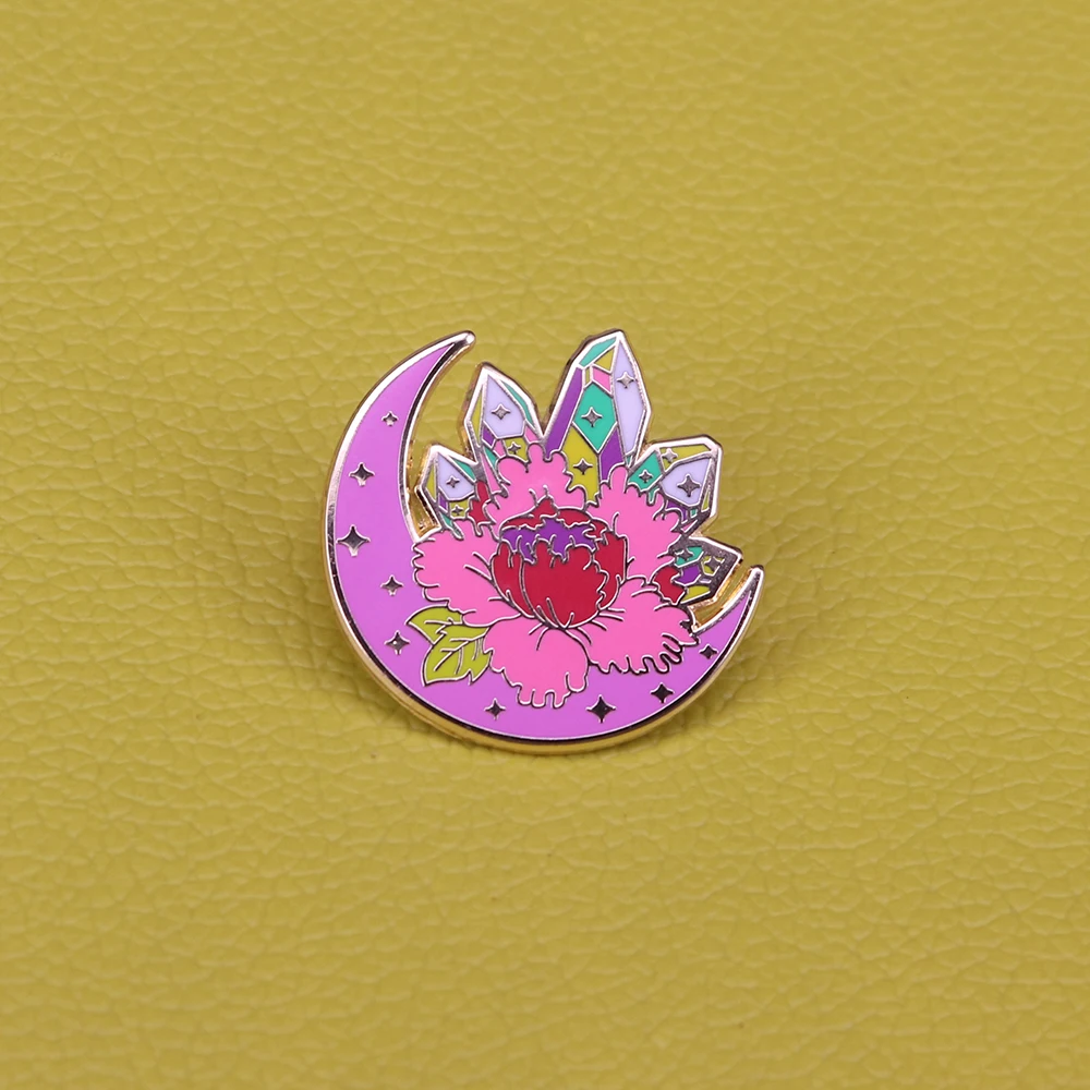 Милая Хрустальная булавка блестящая Лунная брошь значок цветка Волшебная