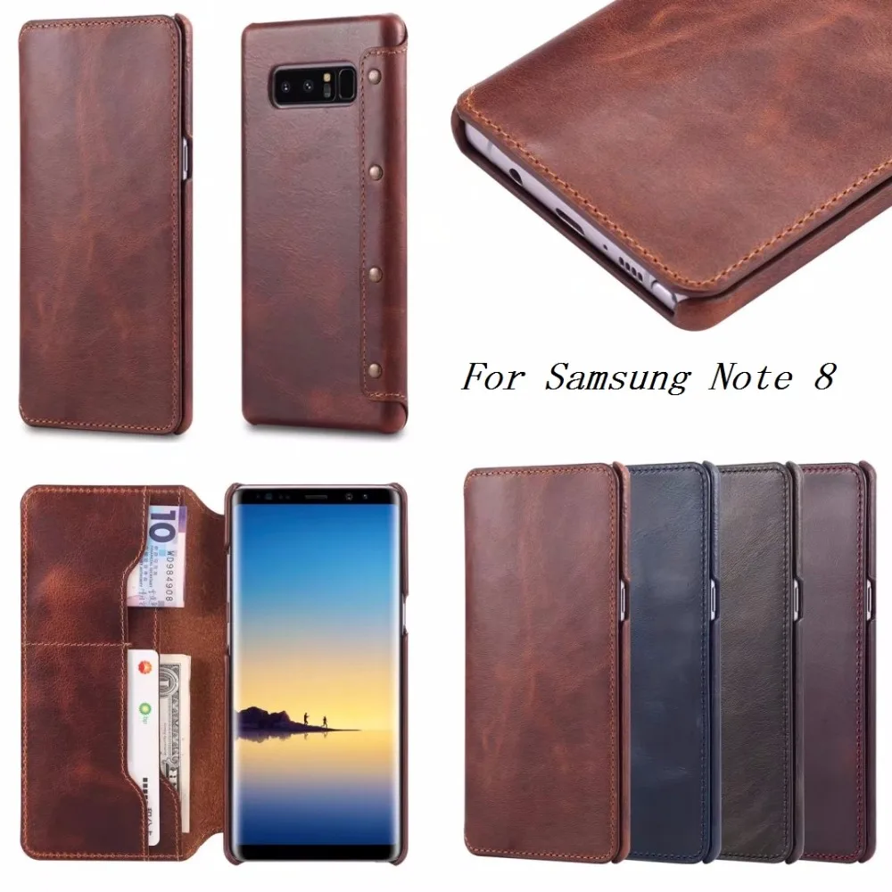 

Luxury Genuine Leather Flip Case For Samsung Galaxy Note 8 9 S10 S9 S8 Plus S10E Note9 Note8 Retro Flip Cover Style Phone Cases