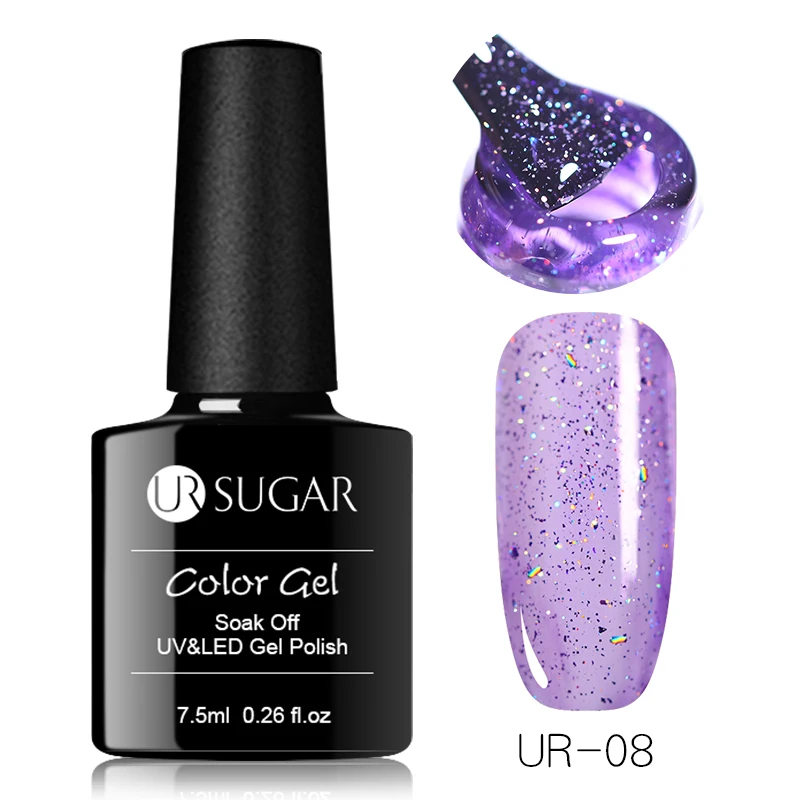 Ur Sugar 7,5 мл голографический Желейный Гель-лак Розовый Желтый Фиолетовый Блестящий Гель-лак для нейл-арта впитывающий УФ-Гель-лак сделай сам