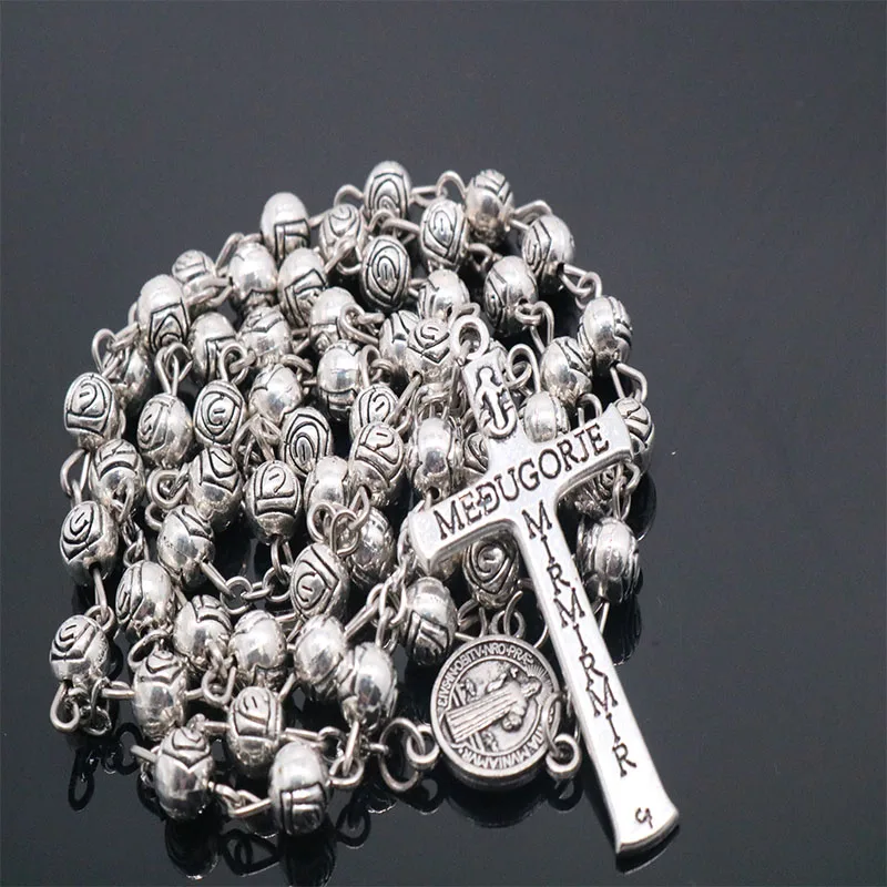 Catholic Rose Rosary Necklace 12PCS. Alloy rose beads cross necklace. 6mm | Украшения и аксессуары