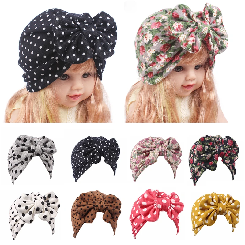 

2018 new 1PC hair band Hats For Kids turban Children's Floral Caps Autumn Girls clothes Accessories Baby Hat Spring Baby bowknot