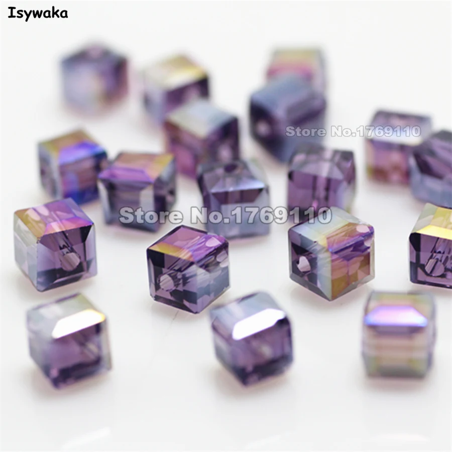 

Прозрачные бусины Isywaka фиолетового цвета, квадратные, 6 мм, 100, для изготовления ювелирных изделий, подвески, стеклянные бусины шт.
