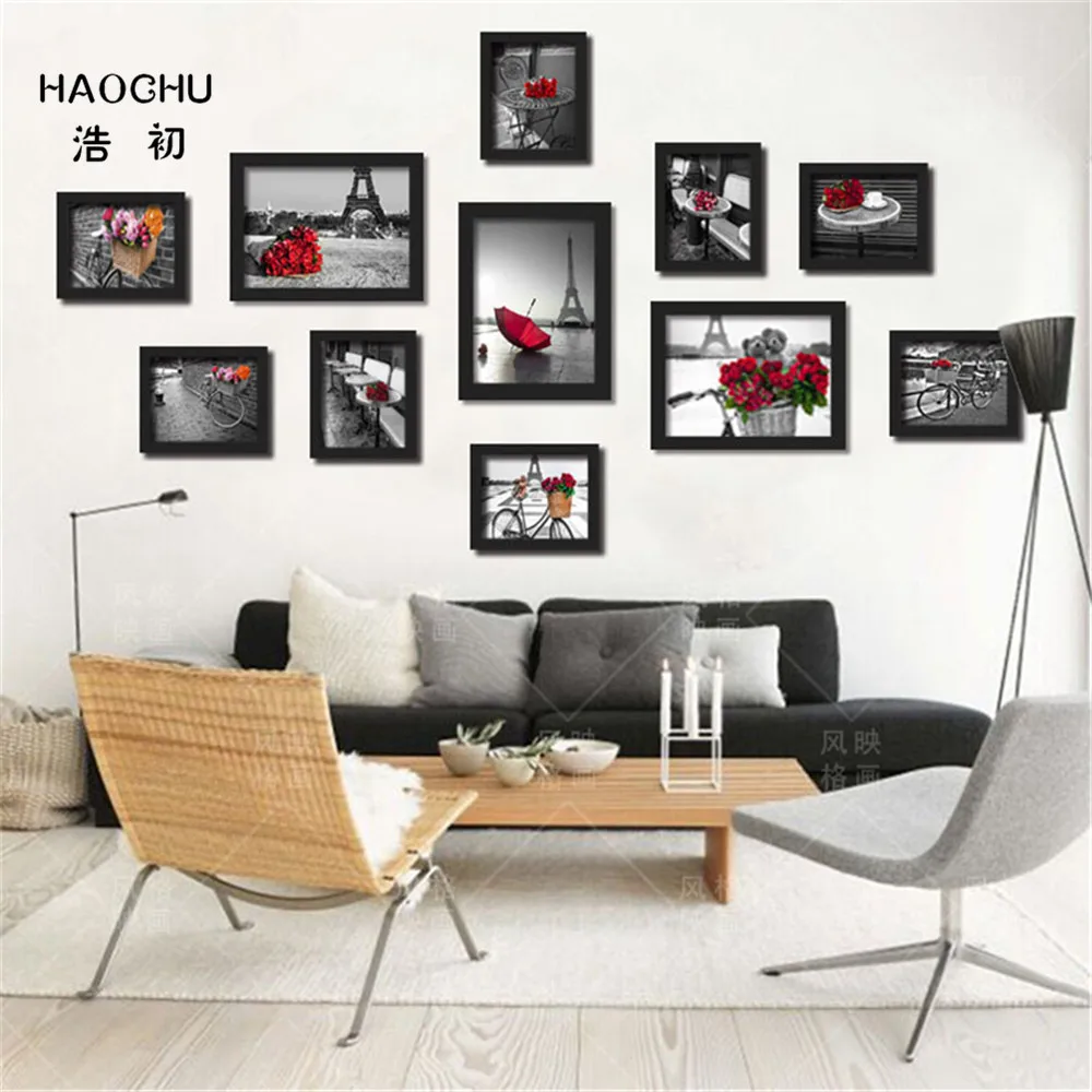 Современные красные черные и белые картины HAOCHU в романтическом парижском