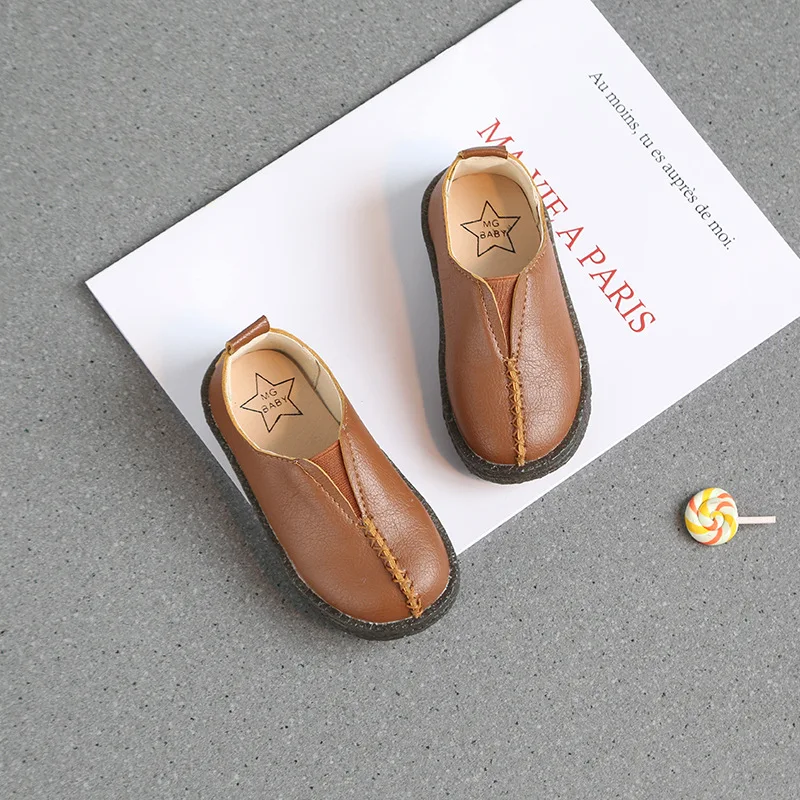 Детская обувь для девочек детская кожаная без шнуровки отдыха кроссовки с мягкой