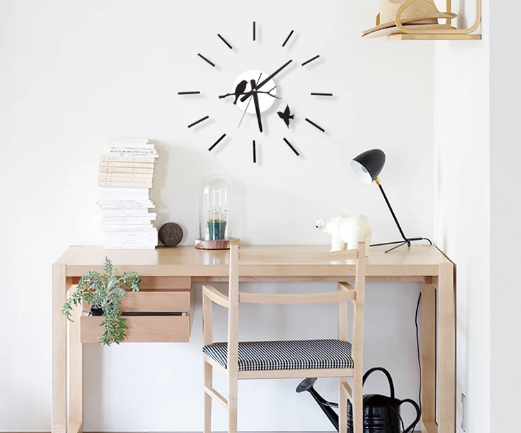 Маленькие 3D часы с птицей красивые садовые настенные наклейки аксессуары для