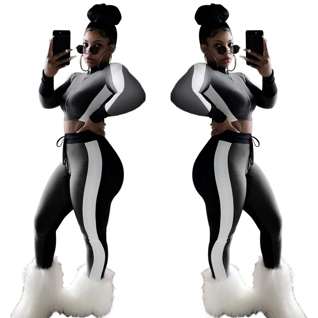 2018 комплект из двух предметов Весенняя зимняя куртка на молнии топ и штаны в