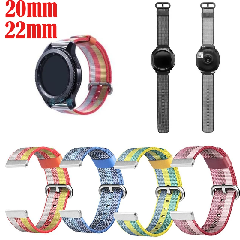20 22 ремешок для samsung galaxy watch gear s2 s3 Neo Live Huawei GT 2 pro Pebble time amazfit 1 s pace bip нейлоновый |