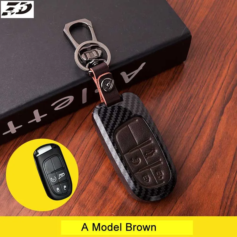 Кожаный чехол для ключей из углеродного волокна Jeep Grand Cherokee Compass Patriot Dodge Journey Chrysler
