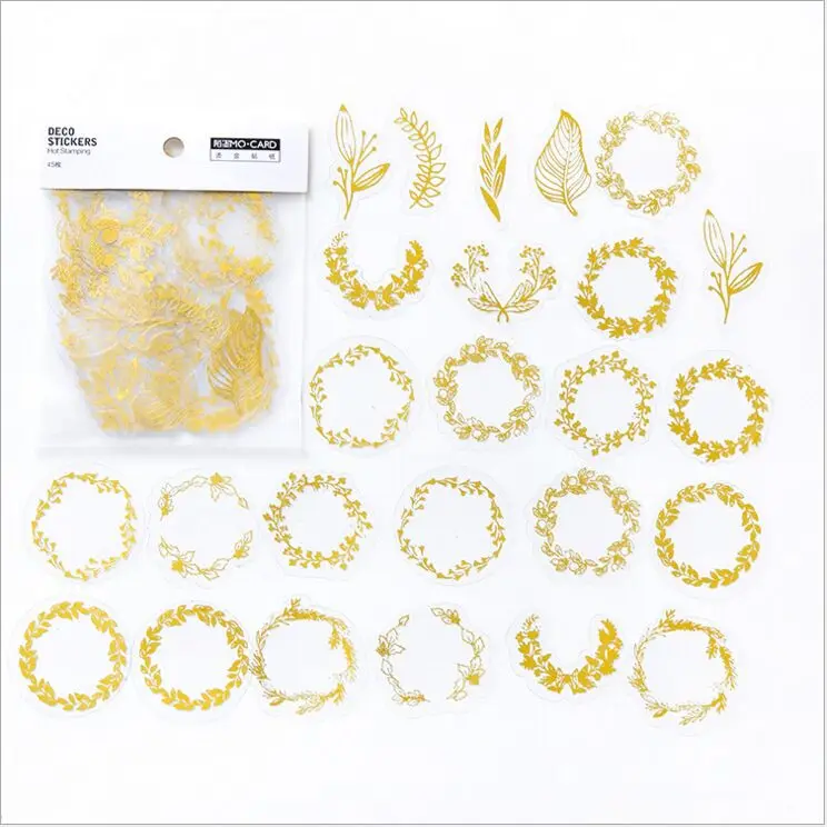 gold flower garland 45 шт./лот Золотое Тиснение календарь цветок Гирлянда косметическое здание десерт украшение планировщик скрапбук индекс телефон наклейки в альбом - Цвет: gold flower garland