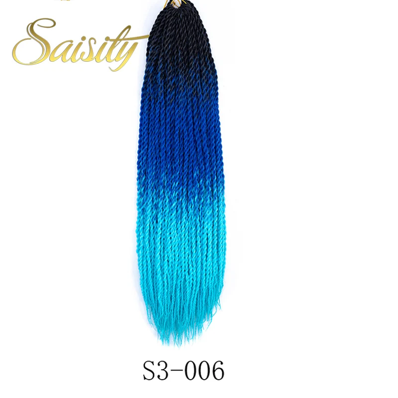 Saisity Ombre Сенегальские скрученные волосы на крючках косички 24 дюйма 20 корней/упаковка синтетические плетеные волосы для женщин серые, синие, розовые, коричневые - Цвет: T1B/27